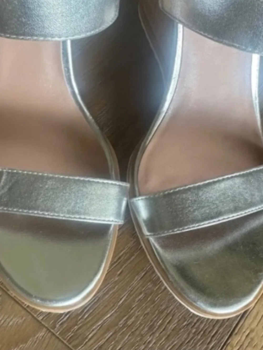 LINEA PAOLO Elara Wedge Sandal Silver Metallic Slingback 3.5